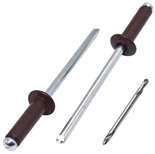 SKIR'CO (80 pezzi) Rivetti ciechi verniciati 4,0 x 14 mm, in alluminio Pop Rivetti, punta per trapano inclusa (marrone cioccolato RAL 8017)
