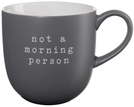 ASA Selection Hey! Not A Morning Person - Grauer Kaffeebecher mit Henkel aus Porzellan, 350 ml