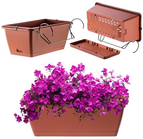 KADAX Blumenkasten 40 cm Terracotta – Pflanzkasten aus Kunststoff, wetterfest und robust, ideal für Balkon, Terrasse und Fensterbank