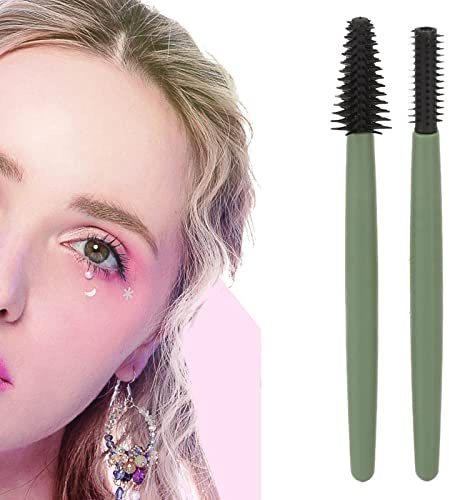 Juego de 2 cepillos de pestañas reutilizables, suaves y elásticos de silicona, juego de cepillo de rímel, lavable, a prueba de polvo, portátil, reutilizable, varitas de rímel para maquillaje (verde)