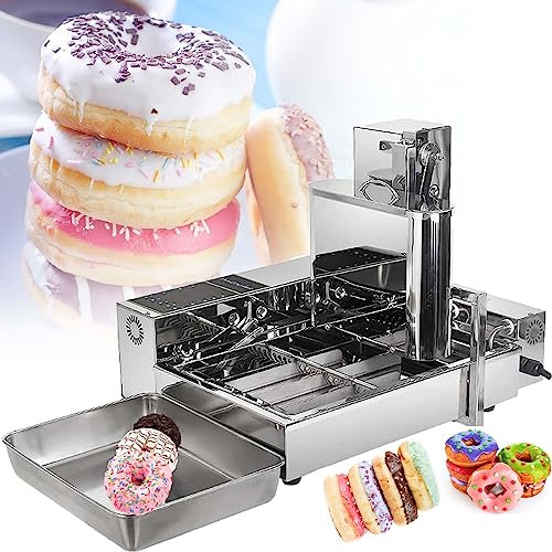 JOSKAA Automatic Donut Maker Machine 4 Rows,2000w 5.5l Hopper Doughnut Maker Donut Snack Machine,Mini Donuts Maker Adjustable Thickness 304 Stainless Steel,With Intelligent Control Panel