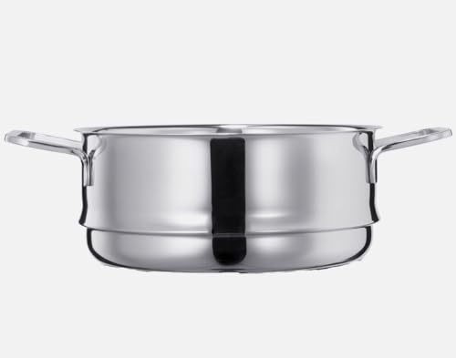 Vivo by Villeroy & Boch CW0567 Steamer Insert – Steaming Pan Suitable for 20 cm Stockpots and Saucepans, Steaming Basket Tray Vegetables, Fish, Chicken, Wide Easy Grip Stainless Steel Twin Handles