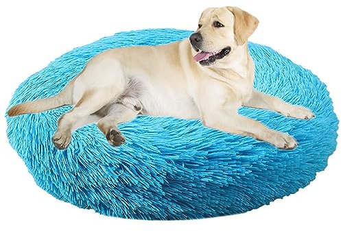 ZFEBHMY Hundesofa Katzenbett Donut,Waschbar Hundebett Rund Katzenbett Flauschig Donut Kuscheliges Hundekissen,für Kleine Große Hunde und Katzen-Blue||Ø120cm/47in
