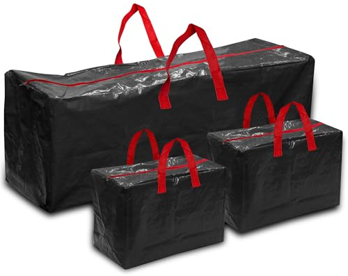 Storage Bags Set with Carrying Handles - 3 Pack Large & Small Storage Bag Organisers with Zip - Tear Resistant Storage Bags for Home, Moving, Bedding & Loft - Travel & General Household Storage
