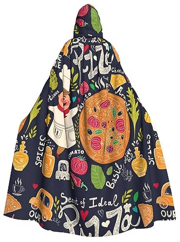 Chef Pizza Unisex Hooded Halloween Cloak Cosplay Halloween Christmas Fancy Dress Costumes For Adults