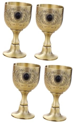BESTonZON 4pièces Tasse à Vin Vintage Métal De Élégante Et Luxe Idéale Pour Dîner Ou Picque- Résistant Et Réutilisable Pour Boissons Chaudes Et Froides