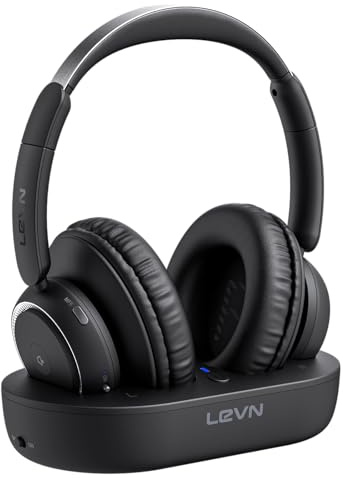 LEVN Wireless Headphones for TV Watching, TV Headphones Wireless for Seniors with Transmitter Charging Base, Hearing-impaired, No Audio Delay Blutooth 5.2, Plug and Play, Gifts for Elderly