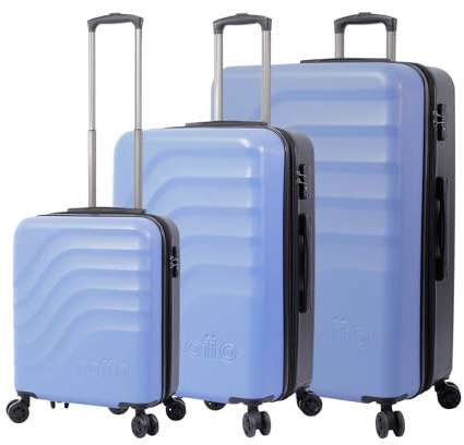 Totto - Juego de maletas rígida - Bazy + - Color azul - Tres medidas de maletas - Sistema expandible - Sistema TSA - Forro de poliéster