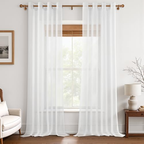 MRTREES Vorhänge 230 cm lang Wohnzimmer mit ösen Vorhang weiß 140 cm breit modern Stores gardinen Schlafzimmer schals 2 Set