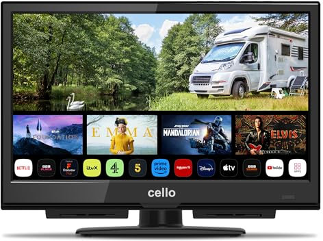 Cello 16 12V Smart TV, Made in the UK – WebOS, Freeview Play, FreeSat, Bluetooth, Pitch Perfect Sound, Prime Video, Apple, BBC – Ideal for Campervans, HGVs & Boats