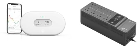 Airthings 2960 View Plus - Radon and Air Quality Monitor with PM 2.5, CO2, VOC, Humidity & APC by Schneider Electric BACK-UPS ES - BE850G2-UK - Uninterruptible Power Supply 850VA
