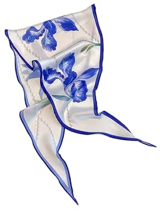 GIMIRO Satin Schal 120cm x 36cm Rhombus Bunte Schals Floral Band Mode Zubehör für Hüte, Blazer, Blusen, Kleider, Röcke, Taillenbänder, Krawatten