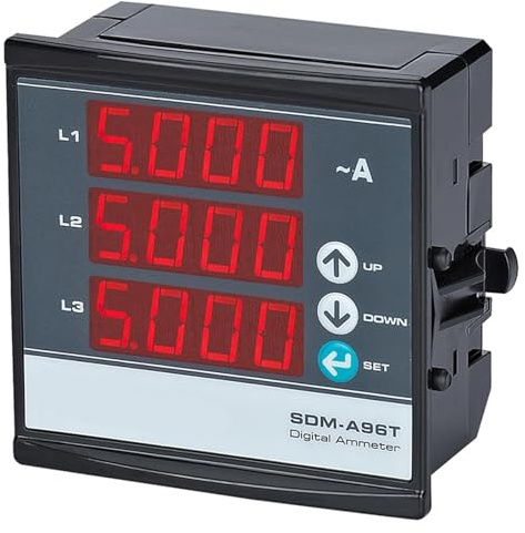 SDM-A96T Amperometro digitale trifase, misuratore da pannello LED compatto e sottile (Color : 3CT 300A, Size : 96 * 96MM_220-240V)