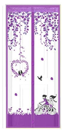 Wisafory Magnet Fliegengitter Tür Insektenschutz Türschutz Magnetvorhang Anti Moskito Netz Vorhang Schutzgitter Türvorhang Fliegenvorhang für Balkontür Terrassentür Kellertür Lila 2 100x210cm