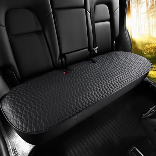 SanQing 2PCS Car Seat Cover Luxury Napa Leather Rear Seat Covers for Tesla Model 3 Car Seat Bottom,Heavy Duty Seat Cushion Protector Without Backrest (Leather Black Rear, Model 3) | Luxury Napa Leather Original Black Heavy Duty Seat Cushion Protector Without Backrest