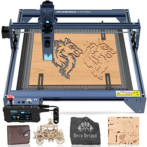 ATOMSTACK A10 Pro lasergravyrmaskin 10W CNC-laserskärning 50 W laserskärning med F2 honeycomb-platta, rökreduktion och rena skärkanter