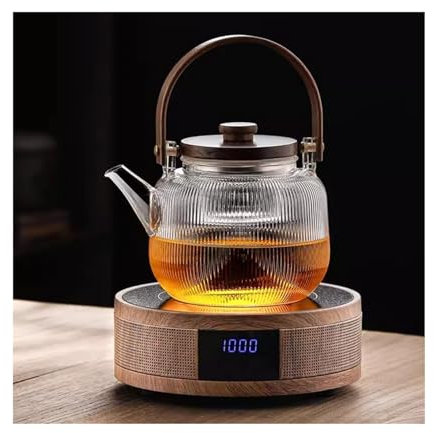 Bollitore per il tè Teiera in vetro for la cottura a vapore della teiera for la preparazione del tè, pentola for l'acqua bollente, stufa elettrica in ceramica con isolamento completamente automatico C