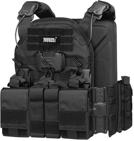 Feyachi Taktische Weste Plattenträger mit Einhand-Schnellverschluss | TM-20 Airsoft Weste, kompatibel mit Schutzplatten, Molle Leichte Einsatzweste für Airsoft, Paintball, Jagd & Outdoor