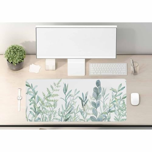 Woutay Mousepad,Green Plant Water Painting,Gaming Mouse Pad,Cool Desk Pad for Keyboard and Mouse