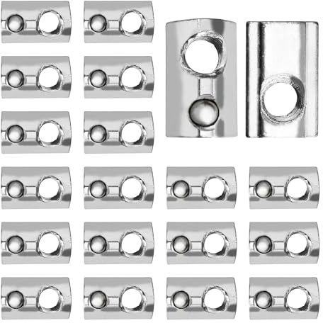 AUXBC 20PCS 5/16”-18 Threaded Steel Roll in T-Nut with Ball Spring, Silver T Spring Nut, T Slot Nuts Accessory Hardware for Aluminum Extrusion Profile Rail