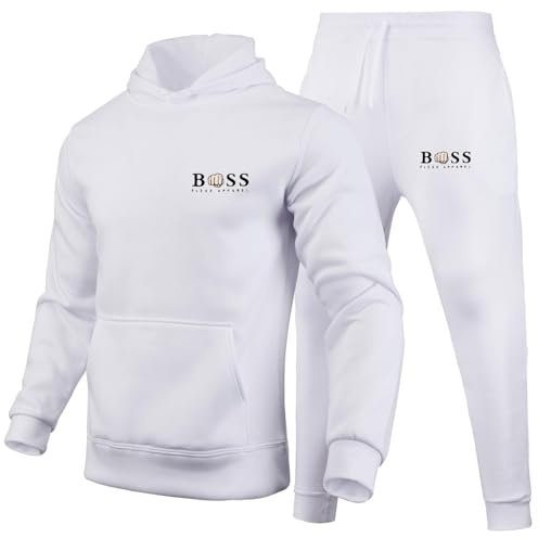 Mens Short Sleeve Casual Polo Shirt and Shorts Sets Hoodie & Sweatpants 2 Piece Set Hip Hop Hooded Sweatshirt and Sweatpants Tracksuit Active Sets Sport Lounge Wear C-White