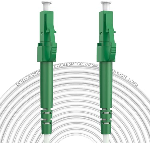 opteec® Glasfaserkabel - 7m - LC/APC auf LC/APC – Geschirmtes FTTH LWL OS2 Singlemode – Kompatibel mit Deutsche Glasfaser, Deutsche Telekom, Vodafone, 1&1, FRITZ!Box – LSZH – Weiß – 7 meter