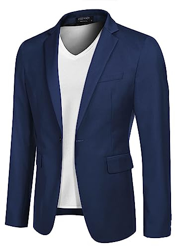 COOFANDY Giacca sportiva da uomo, per il tempo libero, Blazer Business Sakko, 1 bottone, tinta unita, vestibilità regolare, blu reale, XL