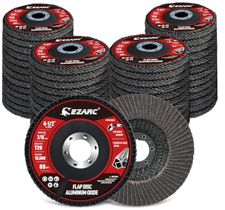 EZARC Flap Discs 4-1/2 Inch for Angle Grinder, 50 Pack Flap Sanding Disc, Type 29 Aluminum Oxide Abrasives Grinding Wheel for Wood Finishing & Metal Sanding, 40 Grit (7/8 inch Arbor Size)
