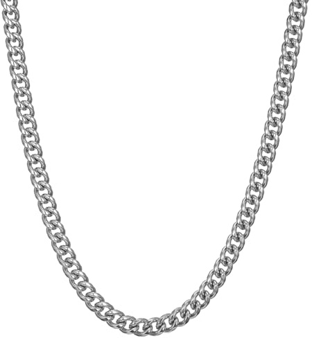 RWQIAN Kette Herren Panzerkette 3mm-9mm Breit Männer Edelstahl Silber/Gold/Schwarz Panzerkette Halskette Gliederkette 14K Gold Vergoldet Klassische Link Chain Länge 45-65cm Geschenk für Damen Männer