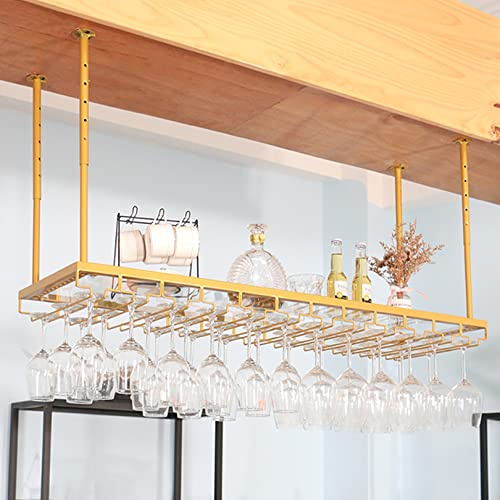 AYVADA Estante rústico para Vino montado en la Pared con luz y Soporte para Copas, Estante Ajustable para Colgar Copas de Vino en el Techo, Soporte para Botellas, estantes para Vino para Bar y coci