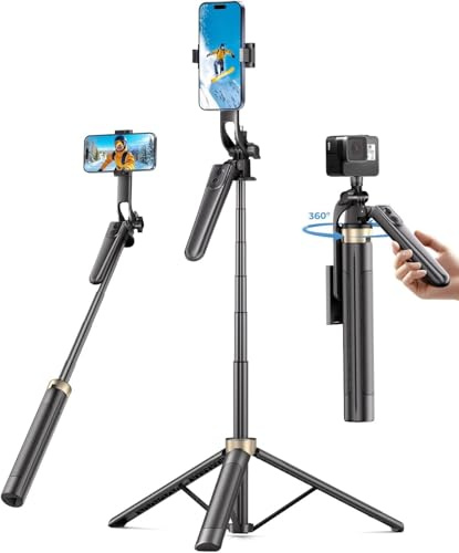 72 Phone Tripod, Tripod for iPhone with Wireless Remote Control, Portable Selfie Stick for iPhone, Live Streaming, Video Recording, Compatible with Cell Phones, Cameras