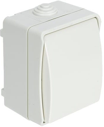 DEBFLEX - Wechselschalter IP54 – wasserdichter Schalter für Aufputz – ideal für Garage, Keller, Werkstatt, geschützter Außenbereich – Weiß