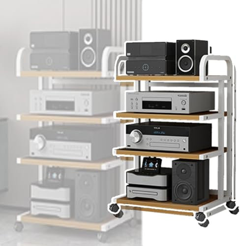 WLCGYD Audio Rack HiFi Regal Stereo-Komponentenschrank Für Das Home Office, HiFi-Racks/Audio-Video-Regale Mit 3, 4 Und 5 Ebenen/Medienständer, Regal Für Elektronische Geräte(4-Tier)
