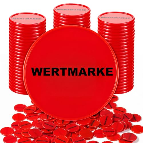 Nezyo Jetons en Plastiques Gravés Wertmarke Jetons pour Boisson Bière Nourriture, 24 mm de Diamètre, Plastique, Réutilisables, Bons de Boisson pour Jeux de Société, Bingo, Événement(Rouge,100)