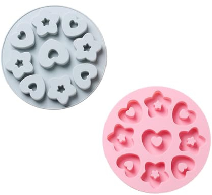 UKCOCO 2pezzi Stampo in Silicone per Torte Forma di Cuore e Stella Stampo da Forno per Muffin e Fette di Torta Materiale Alimentare Sicuro e Facile da Pulire