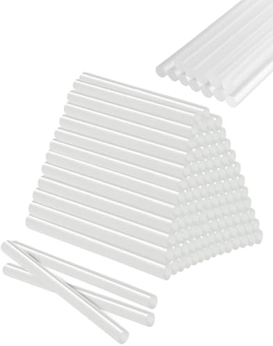 FUGLUS 50 Stück Hotmelt-Klebestifte,heißklebesticks,7x100 mm Universalgröße,langlebig,Umweltfreundlich, geruchsneutral & temperaturstabil. Perfekt für Holz, Kunststoff, Metall & DIY,Transparent