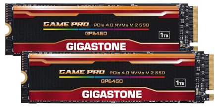 Gigastone M.2 SSD de 1 TB (2 unidades) PCIe 4.0 NVMe SSD PS5, velocidad turbo de 5.000 MB/s, almacenamiento interno para juegos para PC/laptop, jugadores ideales, edición de video y creadores