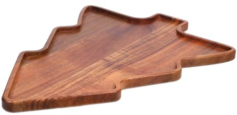 MUELODSIC Festliches Acacia Holz Serviertablett Weihnachtsbaum Form Stabiles Stilvolles Charcuterie Brett für Snacks Desserts Süßigkeiten Vielseitiges Weihnachts tablett