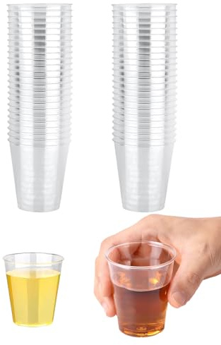 Forevat 50 Stück Schnapsgläser plastik, Transparente Shot Becher aus PS Material (30 ml/1 oz), Wiederverwendbarer Plastikbecher Trinkbecher, für Geburtstage, Verkostung, Partys