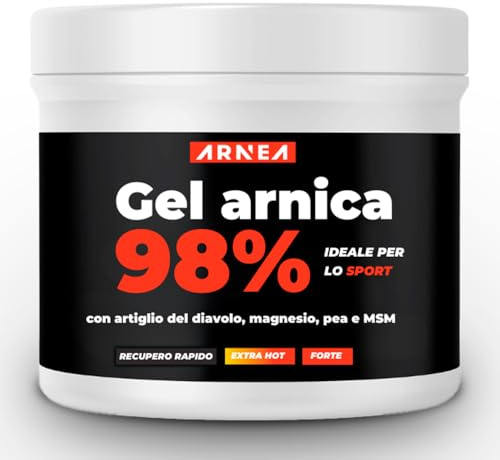 Arnica per cavalli uso umano, super forte, con artiglio del diavolo, gel 98%, effetto riscaldante, Formato extra 550 ml, made in italy