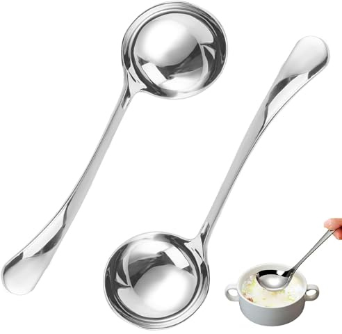 EUREKORA 20 cm Soßenkelle Edelstahl Silber Suppenschöpfer Vielseitiger Servierlöffel Spülmaschinengeeignet Für Restaurant Küche Geburtstag Party Zum Servieren Von Soßen Suppen