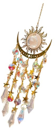 omiinitio Atrapador de sol decorativo con cristales para colgar en la luna para colgar en interiores, ventanas, balcón, decoración del hogar, cristal multifuncional, para colgar en la oficina