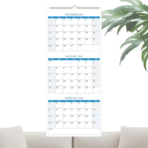 Hochformat Jahreskalender,großer vertikaler 3-Monats-Kalender | Planer Organizer Für Termine Notizbuch Tagesplaner Zuhause Kühlschrank Büro