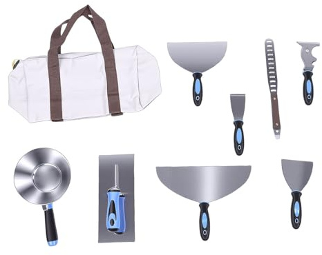 Yctze Kit di Attrezzi Manuali per Cartongesso, Raschietto per Mastice in Acciaio Inossidabile Raschietto per Vernice Multiuso, e Spatola, Set per Intonaco Mastice Rotondo per Fango, Ideale per