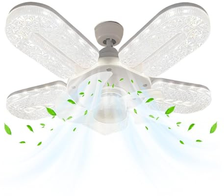 Zqkimzi Ventilatore Da Soffitto Con Luce | 6 Velocità Lampadario Silenzioso | Dimmerabile a 3 Colori 30 cm Ventilatore a Soffitto con Luce Telecomandata,per Soggiorno Camera da Cucina