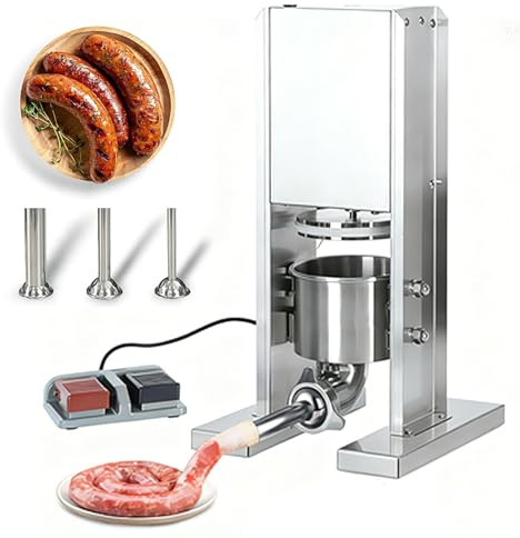 FHRKA Insaccatrice elettrica, insaccatrice Verticale in Acciaio Inox con Comando a Pedale e 3 Tubi di insaccatura.
