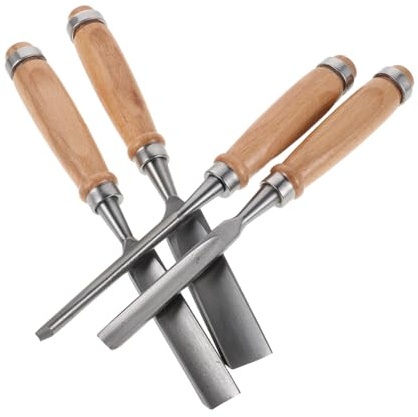 Set Scalpelli da Falegname 4 Pezzi 6/12/18/24mm in Acciaio | Taglio, Scolpitura e Sagomatura del Legno, per Modellismo e Incisione, Adatto ai Principianti