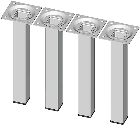 DIY Element System Möbelfuß eckig – Vierkant-Metallfuß, ideal als Tischbein für die Gestaltung individueller Möbelstücke – 25 x 25 mm, Länge 200 mm, Weiß
