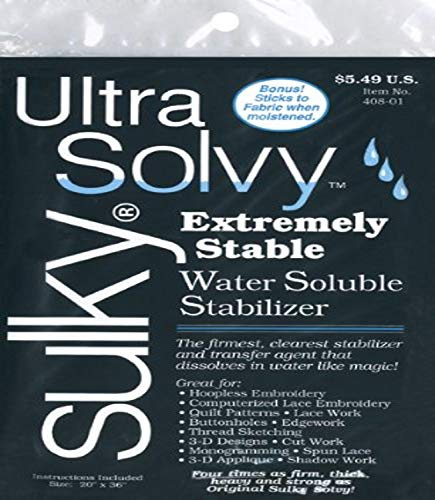 Sulky Ultra Solvy Water Soluble Fabric Stabilizer, 19-1/2 by 36-Inch