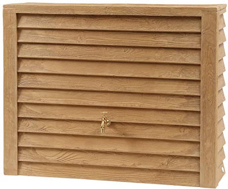 GARANTIA Woody Regentonne 350 Liter Lightwood - Wandtank, Wassertank, Regenwassertonne, Regenwassertank, Wasserbehälter, Wassertonnen für Garten, Regentonne eckig, Regentonne 300 Liter